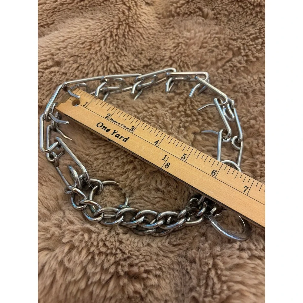 Silver Metal Prong Dog Training Collar Martingale Chain Link Heavy Duty 18 Inch